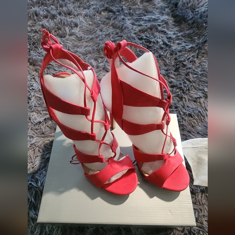 Elegant Red Strappy Women's Heels